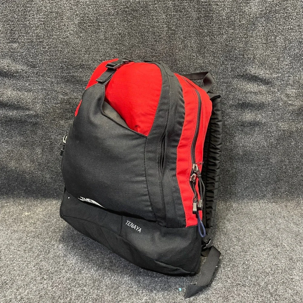The North Face Tenaya Backpack Red/Black Vintage‎ Bag Y2K Hiking Daypack